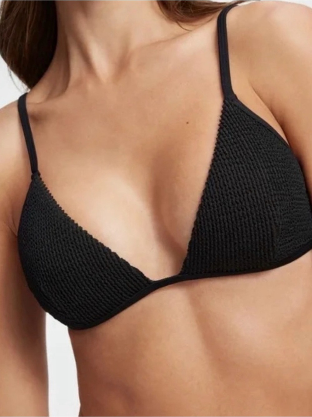 NWT Good American Black Textured Bikini Top XL